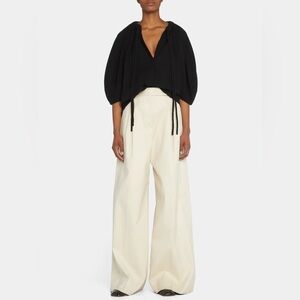 PROENZA SCHOULER Drawstring V-Neck Matte Crepe Top